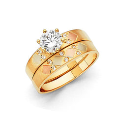 14K Tri Color Gold 4mm CZ Ladies Wedding Ring--Wedding Band and Engagement Rings are sold Separately