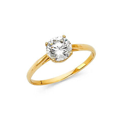 14K Yellow Gold Polished Clear CZ Engagement Ring