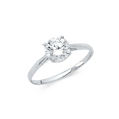 14K White Gold Polished Clear CZ Engagement Ring
