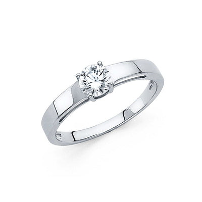 14K White CZ Engagement Ring 2grams