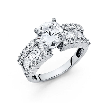 14K White CZ Engagement Ring