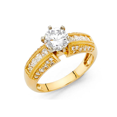 14K Yellow CZ Engagement Ring