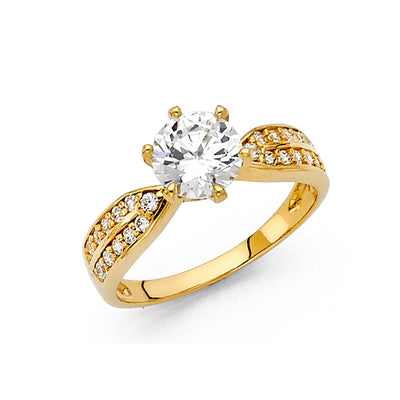 14K Yellow CZ Engagement Ring 3.2grams
