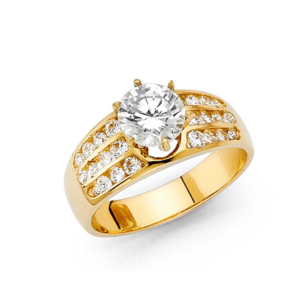 14K Yellow Gold 4mm CZ Engagement Ring