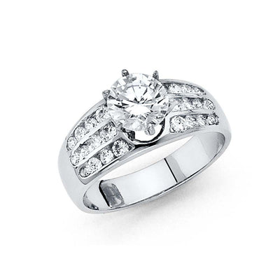 14K White Gold 4mm CZ Engagement Ring