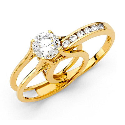 14K Yellow Gold 4mm Round CZ Engagement Ring