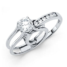 Load image into Gallery viewer, 14K White Gold 4mm Round CZ Engagement Ring