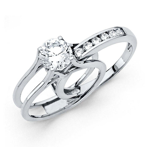 14K White Gold 4mm Round CZ Engagement Ring