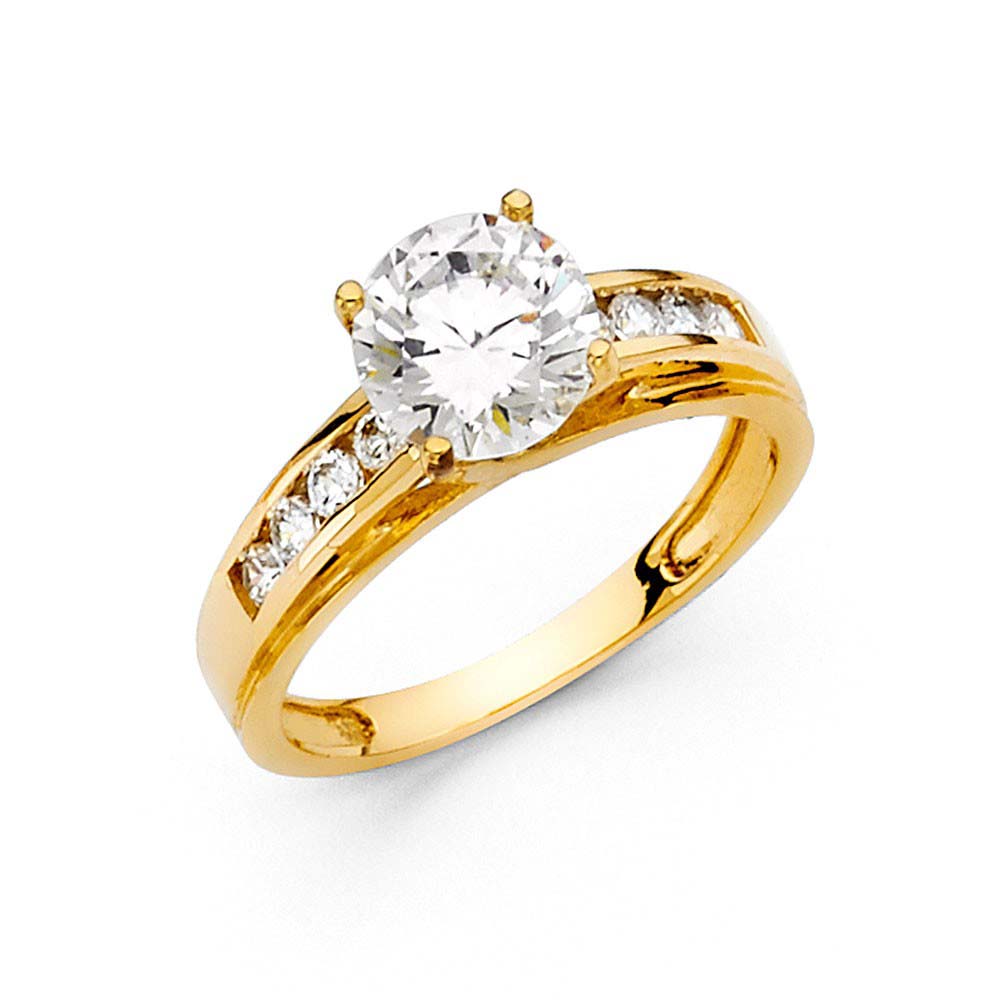 14K Yellow Gold 2.5mm Round CZ Engagement Ring