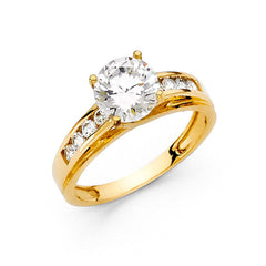 14K Yellow Gold 2.5mm Round CZ Engagement Ring