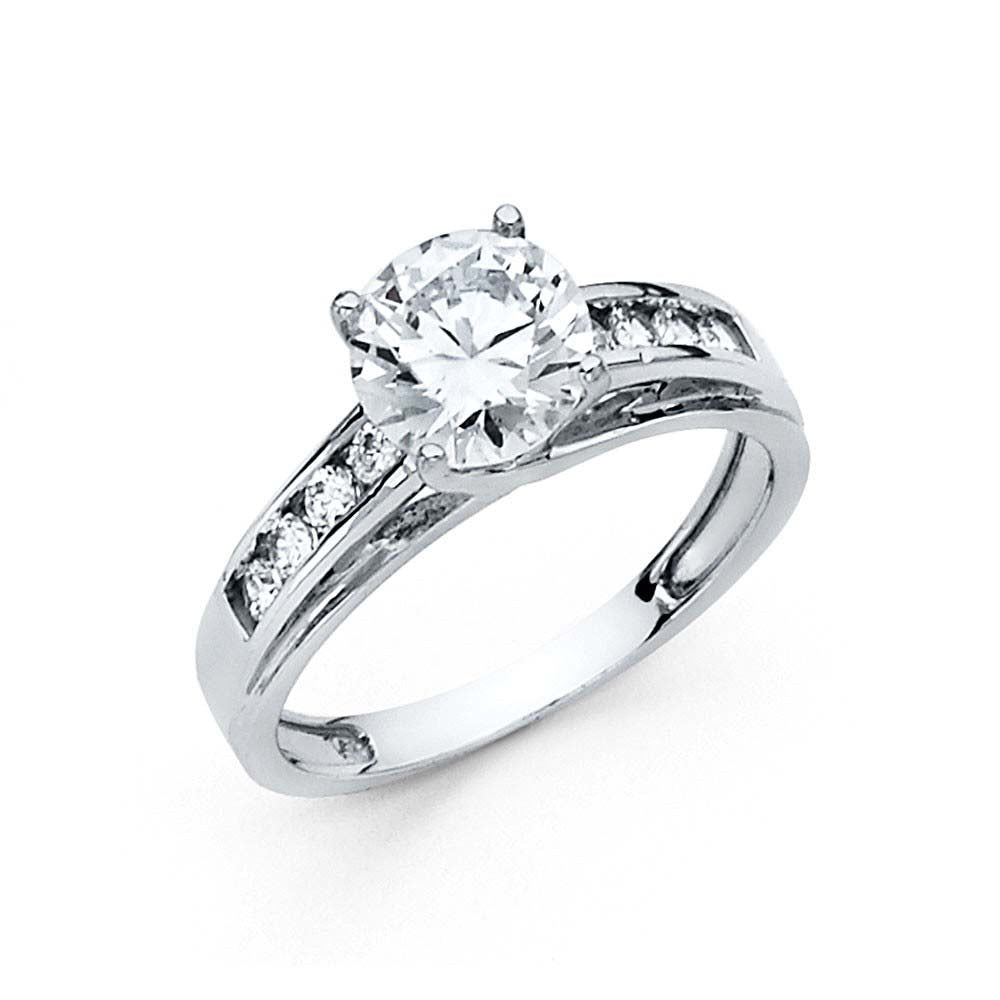 14K White Gold 2.5mm Round CZ Engagement Ring