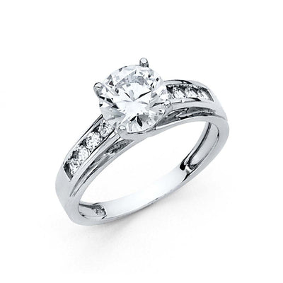14K White Gold 2.5mm Round CZ Engagement Ring