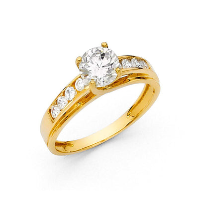 14K Yellow Gold 2.5mm Round CZ Engagement Ring