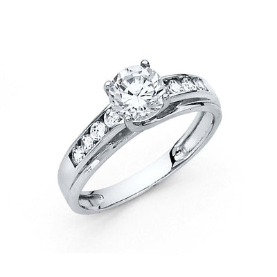 14K White Gold 2.5mm Round CZ Engagement Ring