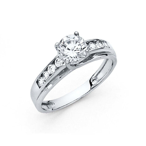 14K White Gold 2.5mm Round CZ Engagement Ring