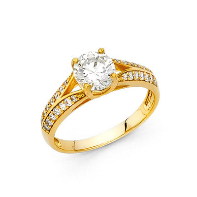 14K Yellow Gold 5mm Round CZ Engagement Ring