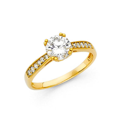 14K Yellow Gold 2.5mm Round CZ Engagement Ring