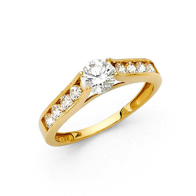 14K Yellow Gold 4mm Round CZ Engagement Ring