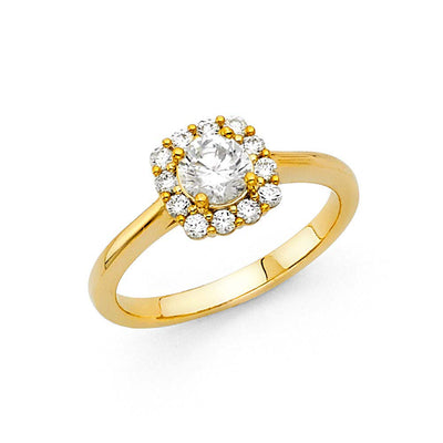 14K Yellow Gold 1.5mm Round CZ Engagement Ring
