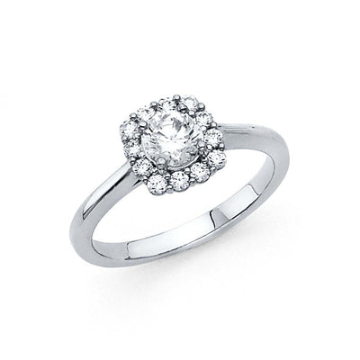 14K White Gold 1.5mm Round CZ Engagement Ring