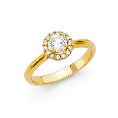 14K Yellow Gold 1.5mm Round CZ Engagement Ring