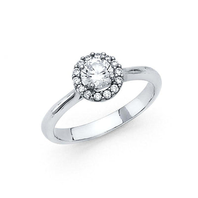 14K White Gold 1.5mm Round CZ Engagement Ring