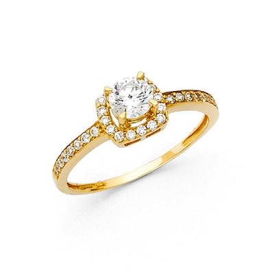 14K Yellow Gold 1.5mm Round CZ Engagement Ring
