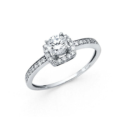 14K White Gold 1.5mm Round CZ Engagement Ring