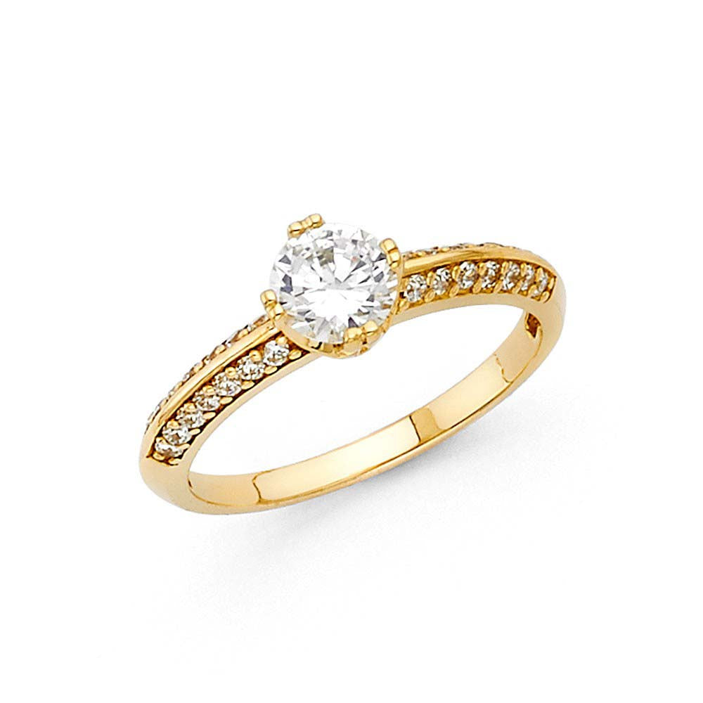 14K Yellow Gold 2.5mm Round CZ Engagement Ring