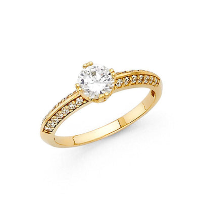 14K Yellow Gold 2.5mm Round CZ Engagement Ring