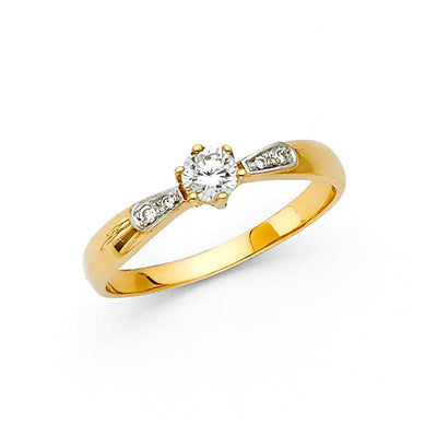 14K Yellow Gold 2.5mm Round CZ Engagement Ring