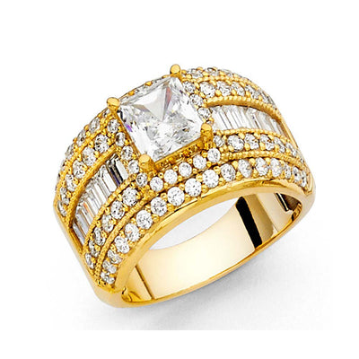 14K Yellow Gold Polished Clear CZ Engagement Ring