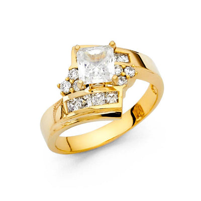 14K Yellow Gold Polished Clear CZ Engagement Ring