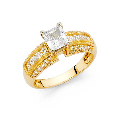 14K Yellow Gold Polished Clear CZ Engagement Ring
