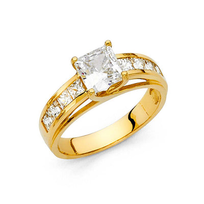 14K Yellow Gold Polished Clear CZ Engagement Ring
