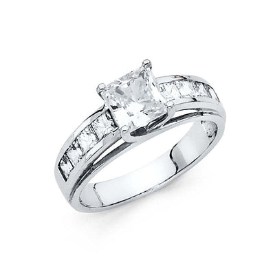 14K White Gold Polished Clear CZ Engagement Ring
