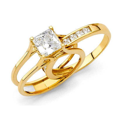 14K Yellow Gold Polished Clear CZ Engagement Ring