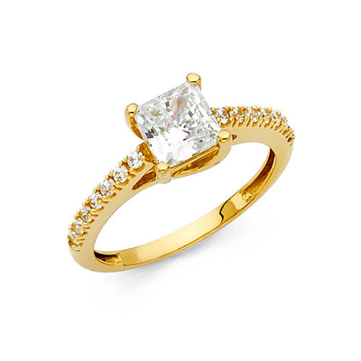 14K Yellow Gold Polished Clear CZ Engagement Ring