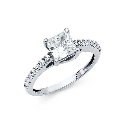 14K White Gold Polished Clear CZ Engagement Ring