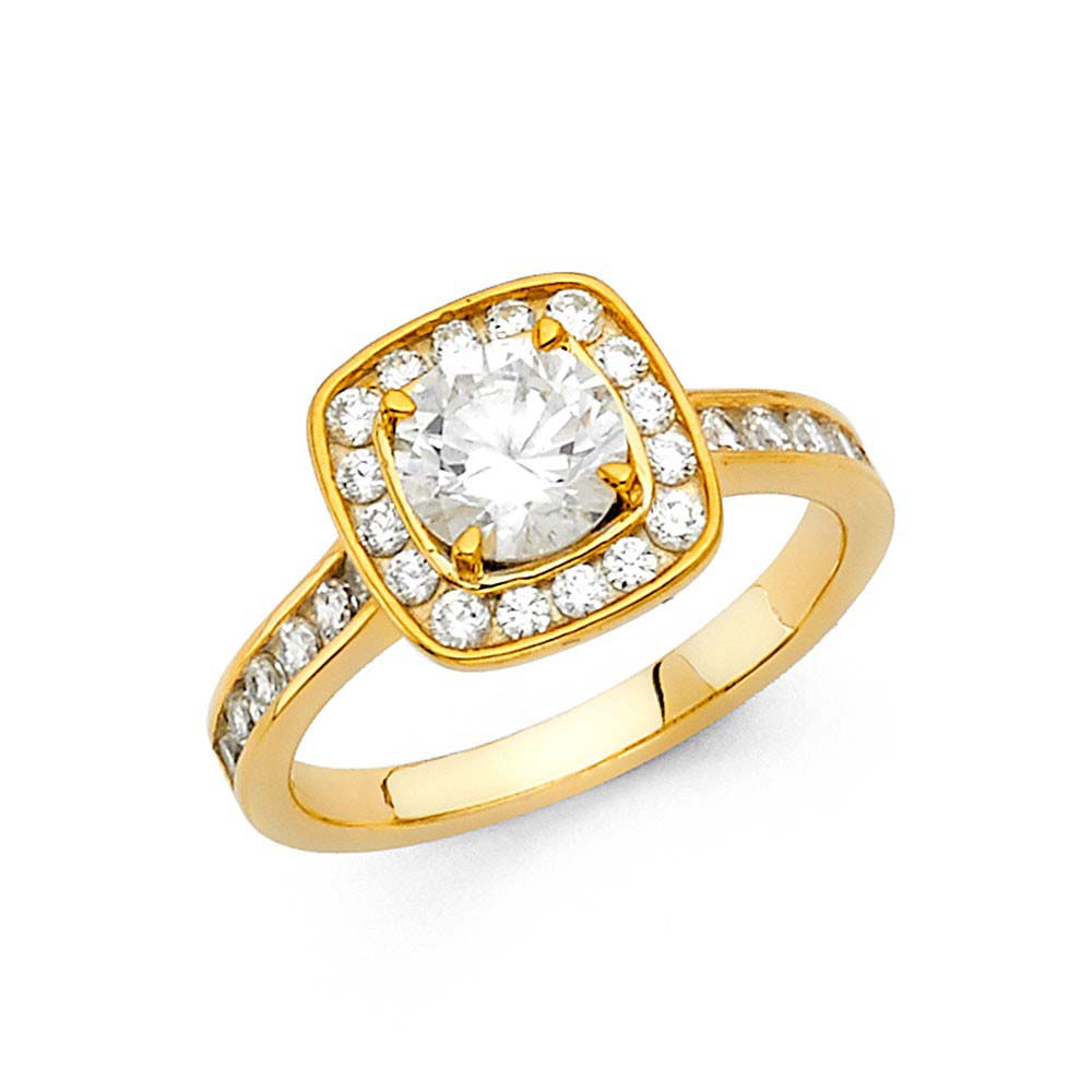 14K Yellow Gold Polished Clear CZ Engagement Ring