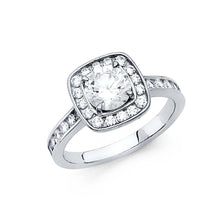 Load image into Gallery viewer, 14K White Gold Polished Clear CZ Engagement Ring
