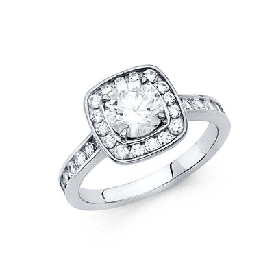 14K White Gold Polished Clear CZ Engagement Ring