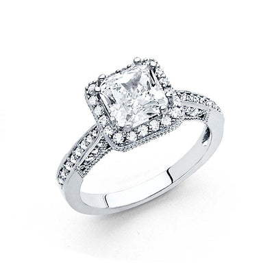 14K White Gold Polished Clear CZ Engagement Ring