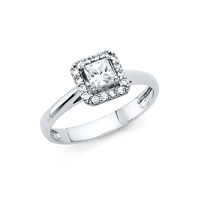 14K White Gold Polished Clear CZ Engagement Ring