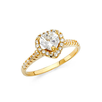 14K Yellow Gold Polished Clear CZ Engagement Ring
