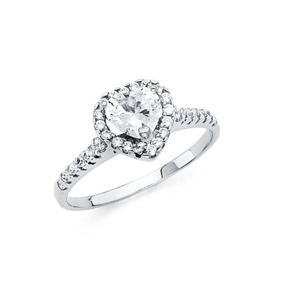 14K White Gold Polished Clear CZ Engagement Ring