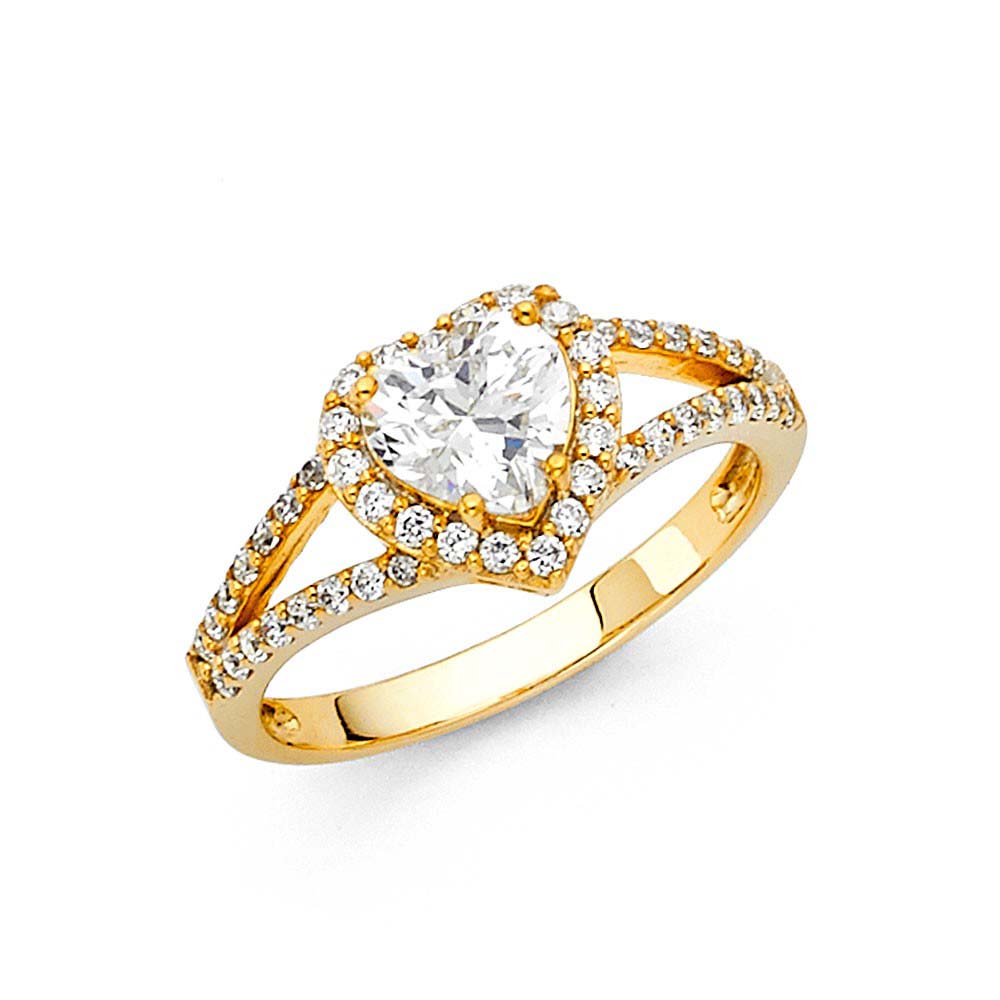 14K Yellow Gold Polished Clear CZ Engagement Ring
