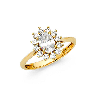 14K Yellow Gold Polished Clear CZ Engagement Ring