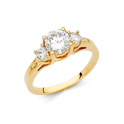 14K Yellow Gold Polished Clear CZ Engagement Ring