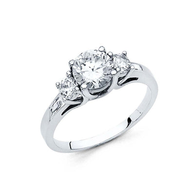 14K White Gold Polished Clear CZ Engagement Ring